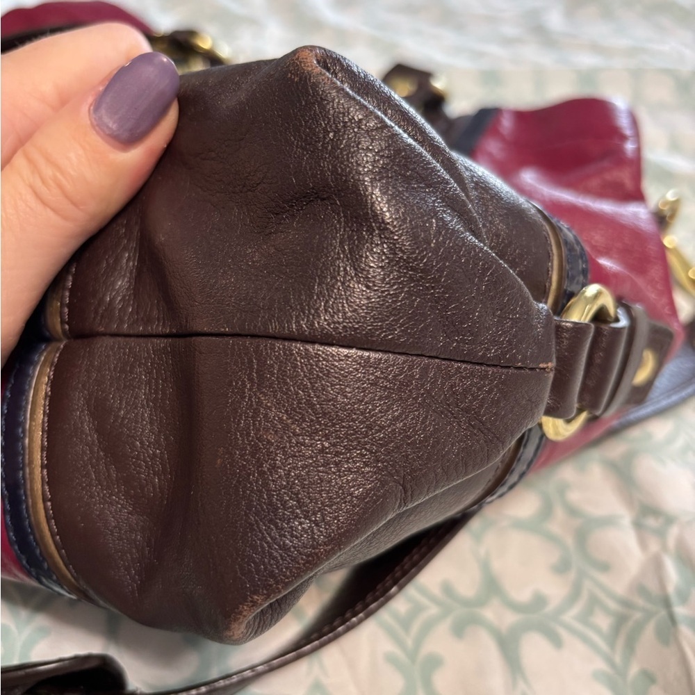 COACH ASHLEY LEATHER BEET MULTICOLOR CARRYALL – F17096 - Picture 3 of 8